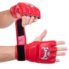 Рукавички для змішаних єдиноборств MMA Top King Super шкіряні M, червоний, код: TKGGS_MR