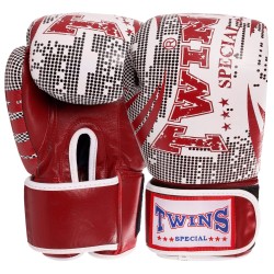 Рукавиці боксерські на липучці Twins шкіряні 12 унцій, червоний, код: VL-2066_12R