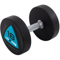 Гантелі цільні професійні з поліуретановим покриттям LiveUp 2х18кг, чорний-синій, код: LP8002-18 Гантелі цільні професійні з поліуретановим покриттям LiveUp 2х18кг, чорний-синій, код: LP8002-18