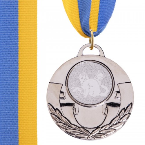 Медаль спортивна зі стрічкою PlayGame Aim Кішки срібна, код: C-4846-0061_S