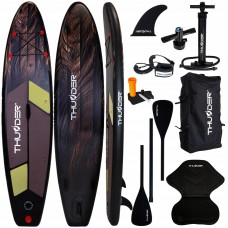 Надувна SUP дошка Thunder Wood з веслом, 3200х760х150 мм, чорний, код: SUP-WOOD