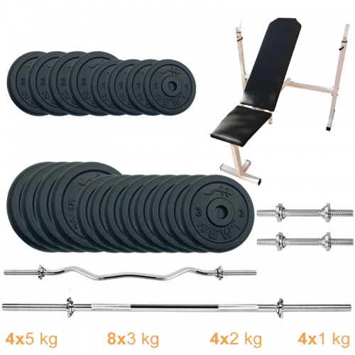 Лава для жиму з набором штанг + гантелі металеві Newt Gym Set-SKHW Home 72 кг, код: NE-M-SKHW-SET-67