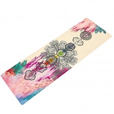 Килимок для йоги льняний Record принт Чакри Акварель 1830x610x3 мм, бежевий, код: FI-7156-4-S52