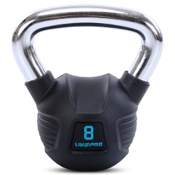 Гиря тренувальна цільна гумова з хромованою ручкою LiveUp 8кг, чорний, код: LP8043-8-S52 Гиря тренувальна цільна гумова з хромованою ручкою LiveUp 8кг, чорний, код: LP8043-8-S52