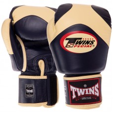 Рукавички боксерські шкіряні Twins Velcro 14 унцій, темно-синій-ванільний, код: BGVL13_14DBLB