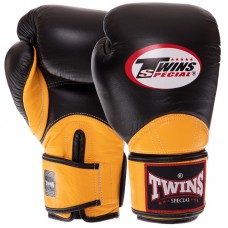 Рукавички боксерські шкіряні Twins Velcro 12 унцій, чорний-жовтий, код: BGVL11_12BKY