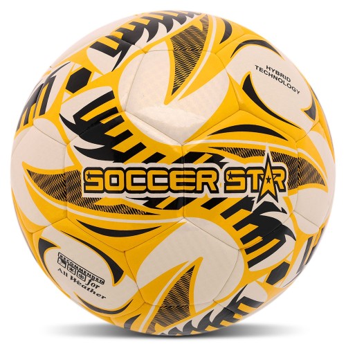 М"яч футбольний Hybrid Soccer Star To-Town №5 PU, білий-жовтий, код: FB-4508-S52