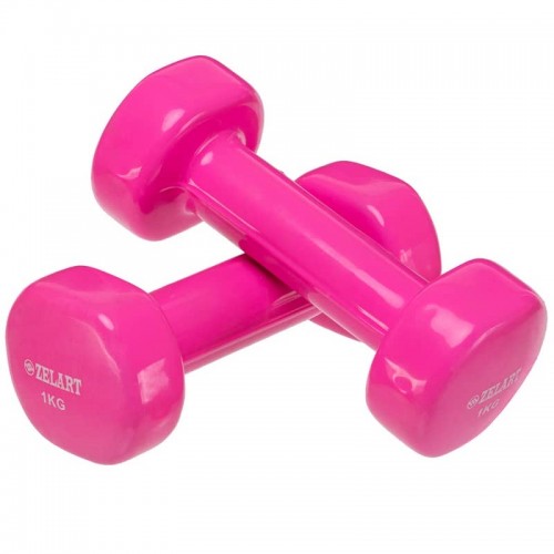 Гантелі для фітнесу Zelart 2х1 кг, рожевий, код: TA-5225-1_P