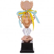 Кубок спортивний з ручками, кришкою і місцем під жетон PlayGame Hit Crystal 26,5 см, бронзовий, код: K91_B