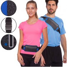 Ремінь-сумка спортивна поясна для бігу та велопрогулянки CrossGym сірий-синій, код: 10500A_GRBL