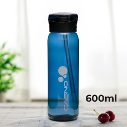Пляшка для води Casno 600 мл з соломинкою, синя, код: KXN-1211_Blue