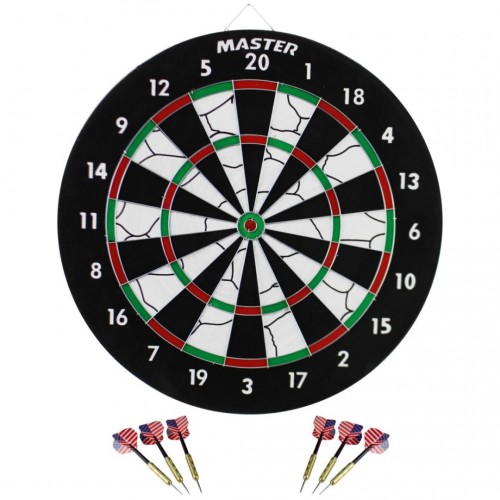 Дартс Master 2в1 двосторонній 45 см + 6 дротиків, код: 8592833008626-IN