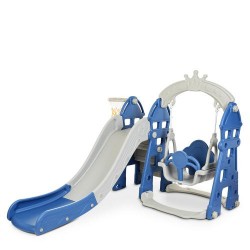 Гірка-гойдалка з баскетбольним кільцем Bambi House-4 сіро-синій, код: 6903317252985