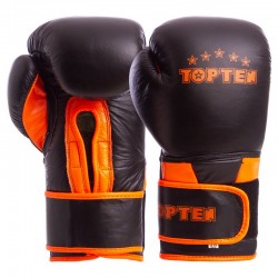 Рукавички боксерські Top Ten 12 унцій, чорний-оранжевий, код: MA-6756_12BKOR