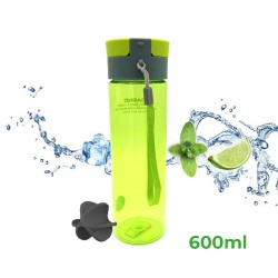 Пляшка для води Casno 600 мл + пластиковий вінчик, зелена, код: KXN-1145_Green