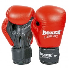 Рукавички боксерські Boxer шкіряні на липучці 12 унцій, червоний-чорний, код: 2023_12R-S52