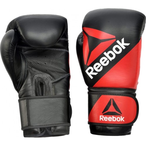 Боксерські рукавиці Reebok Combat Leather Boxing Gloves 10 унцій, чорний-червоний, код: 885652010320