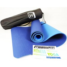 Килимок для йоги та фітнесу EasyFit TPE+TC 6 мм двошаровий + Чохол синій з блакитним, код: EF-1924E-Bl/Bll