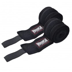 Бинти для боксу PowerPlay Lycra (спандекс), 4,5 м, чорний, код: PP_3047_4,5m_Black