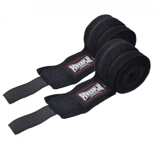 Бинти для боксу PowerPlay Lycra (спандекс), 4,5 м, чорний, код: PP_3047_4,5m_Black