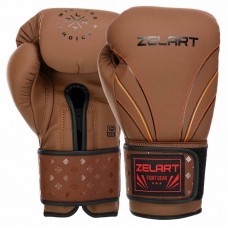 Боксерські рукавиці шкіряні Zelart 12 унцій, коричневий-чорний, код: BO-3843_12BR