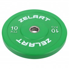 Блини (диски) бамперні для кросфіту гумові Zelart d-52мм, 10кг, зелений, код: TA-7797-10