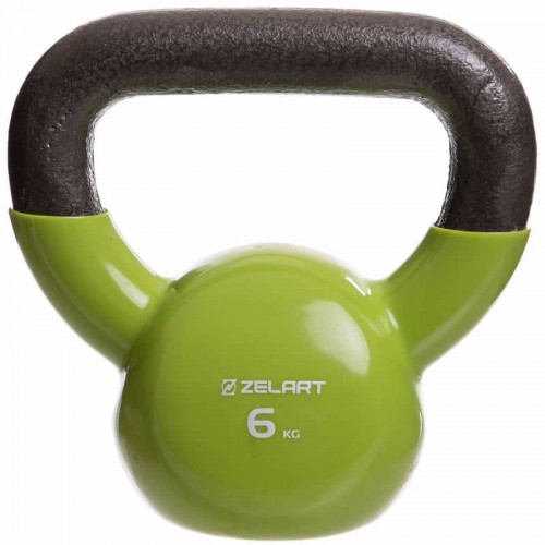 Гиря чавунна з вініловим покриттям Zelart 6кг зелений, код: TA-2680-6_G