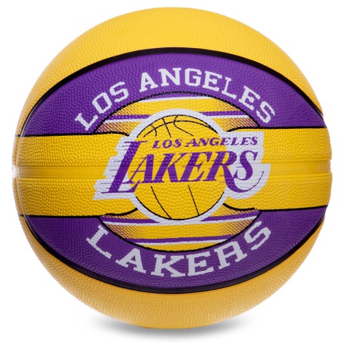 М'яч баскетбольний гумовий Spalding NBA La Lakers №7 жовтий-фіолетовий, код: 83510Z-S52