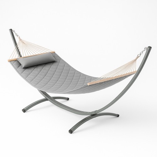 Стійка для гамака + Двомісний гамак з планками WCG Soft XXL 2000x1400 мм, сірий, код: WCGR-H05-4-IF