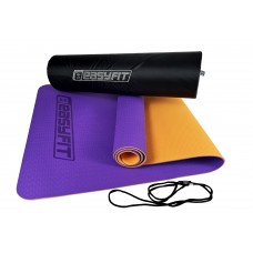Килимок для йоги та фітнесу двошаровий EasyFit 1830х610х6 мм + чохол, фіолетовий з помаранчевим, код: EF-1924E-VO