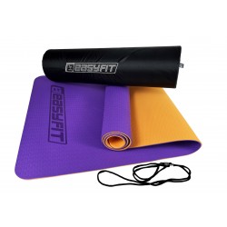 Килимок для йоги та фітнесу двошаровий EasyFit 1830х610х6 мм + чохол, фіолетовий з помаранчевим, код: EF-1924E-VO