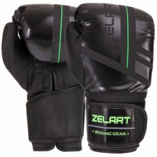 Рукавички боксерські Zelart 14 унцій, чорний-салатовий, код: VL-3085_14LG-S52