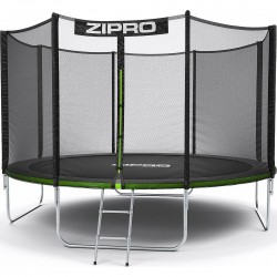Батут Zipro Jump Pro з зовнішньою сіткою 12 футів 374 см, чорно-зелений, код: 5902659840738-IN