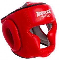 Шолом боксерський з повним захистом шкіряний Boxer Еліт L червоний, код: 2033-1_LR