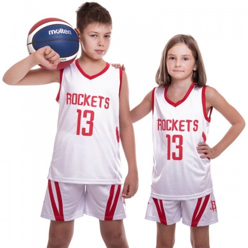 Форма баскетбольна підліткова PlayGame NB-Sport NBA Rockets 13 2XL (16-18 років), ріст 160-165см, білий-червоний, код: BA-0966_2XLBLR-S52