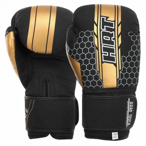Боксерські рукавиці Hard Touch 14 унцій, чорний-золотий, код: BO-4238_14BK