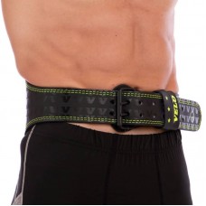 Пояс атлетичний шкіряний Velo XL чорний-салатовий, код: VL-8180_XL