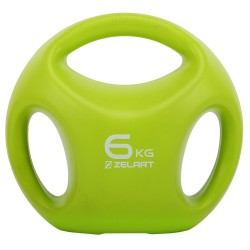 Гиря цільна пластикова PE з потрійним хватом Zelart 6кг, салатовий, код: TA-2670-6-S52 Гиря цільна пластикова PE з потрійним хватом Zelart 6кг, салатовий, код: TA-2670-6-S52