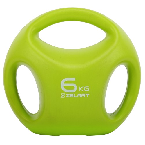 Гиря цільна пластикова PE з потрійним хватом Zelart 6кг, салатовий, код: TA-2670-6-S52