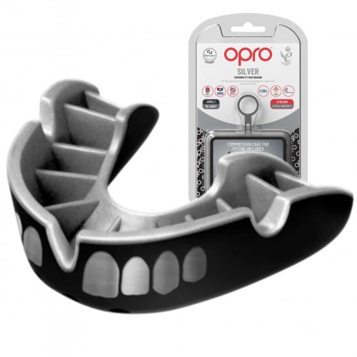 Капа Opro Silver доросла (вік 11+) Grillz чорний-срібний, код: Silver_Grilz_Bl/Silver