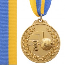 Медаль спортивна зі стрічкою PlayGame Баскетбол золота, код: C-4849_G