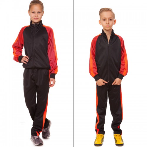 Костюм спортивний дитячий унісекс Lidong 32, зріст 145-155, чорний-помаранчевий, код: LD-6803T_32BKOR