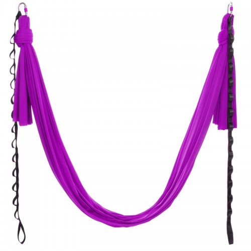 Гамак для йоги зі стропами та кріпленням до стелі FitGo Antigravity Yoga 5100х3070 мм, фіолетовий, код: DH6026-1_V