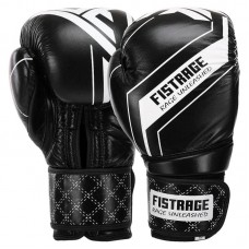 Боксерські рукавиці шкіряні Fistrage 14oz, чорний, код: VL-4275_14BK