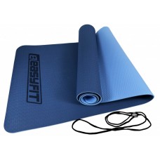 Килимок для йоги та фітнесу EasyFit TPE+TC двошаровий 1830x610x6 мм, синій-блакитний, код: EF-1924-BLB-EF