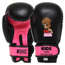 Рукавички боксерські Core Kids 6 унцій, чорний-рожевий, код: BO-8543_6P