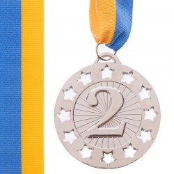 Медаль спортивна зі стрічкою PlayGame Win срібна, код: C-6405_S