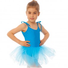 Купальник спортивний для танців зі спідницею-пачкою дитячий Zelart L, зріст 134-154, блакитний, код: CO-128_LN
