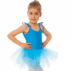 Купальник спортивний для танців зі спідницею-пачкою дитячий Zelart L, зріст 134-154, блакитний, код: CO-128_LN