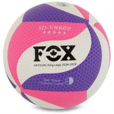 М"яч волейбольний FOX №5 PU, білий-фіолетовий-малиновий, код: SD-V8600_WVM